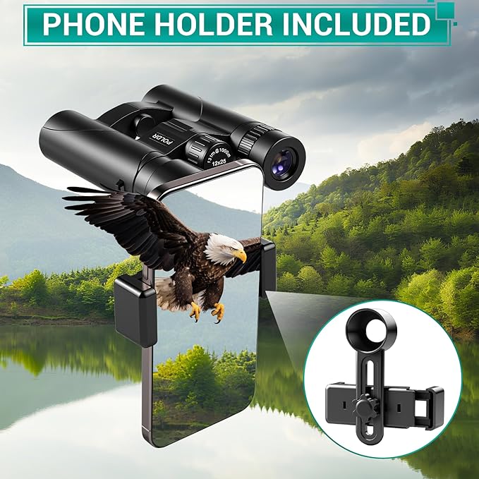 POLDR 12x25 Compact Binoculars for Adults and Kids, High Powered Waterproof - Image 6
