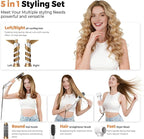 5 in 1 Hair Dryer Brush Set,Professional Negative Ionic Hot Air Styler, Air Curling Wrap Styler,Detachable Blow Dryer Brush With Auto Wrap Curlers,Hair Styling Tools For Straight/Curl/Drying/Smoothing