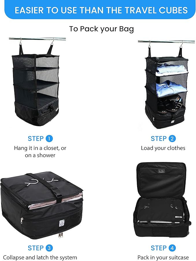Grand Fusion Stow-N-Go Travel Luggage Organizer – Portable Hanging Travel - Image 7