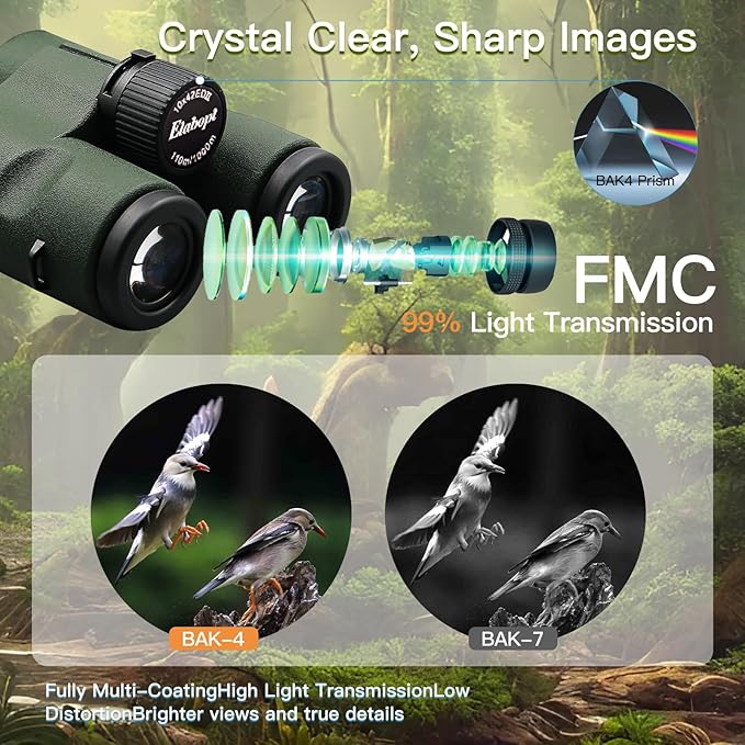 10x42EDII Compact Binoculars for Adults – High-Powered BAK4 Prisms, Diamond - Image 3