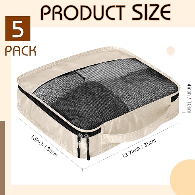 5 Pcs Packing Cubes for Suitcase Large Travel Cubes Carry on Luggage Organizer - Image 2