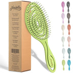 Ninabella Detangle Hair Brush for Women & Men - Does not Pull - Straightening Brushes for Straight & Curly Hair - Unique Spiral Detangling Hairbrush - Lime Green