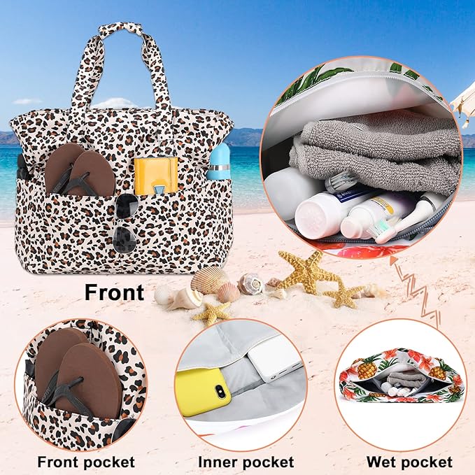 Beach Pool Bags Tote for Women Ladies Large Gym Tote Carry On Bag - Image 7