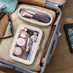 Travel Clear Makeup Bag with Makeup Brush Bag, Leather Makeup Case Toiletry Bag - Image 2