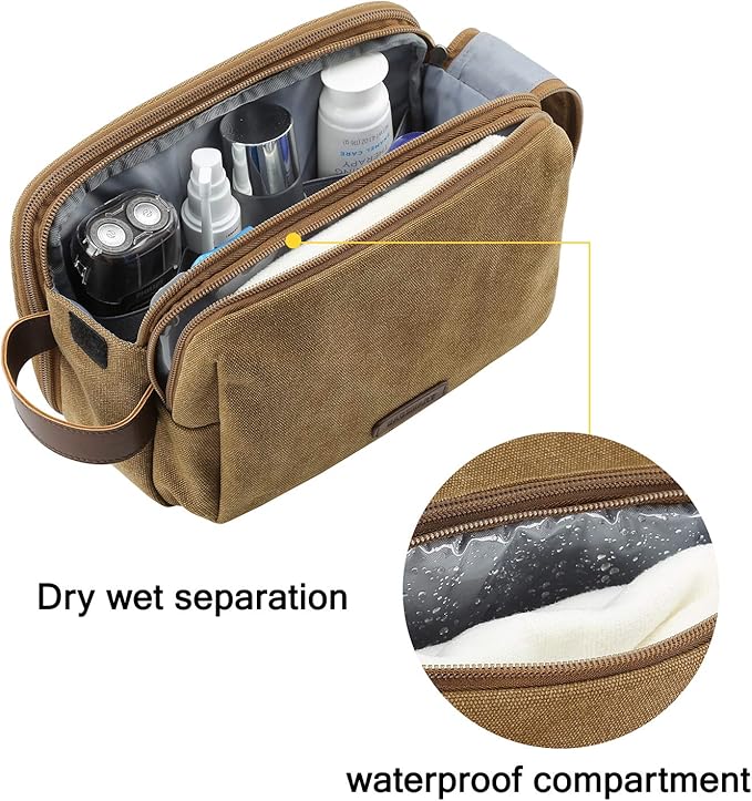 BAGSMART Toiletry Bag for Men, Canvas Travel Toiletry Organizer Dopp Kit - Image 3