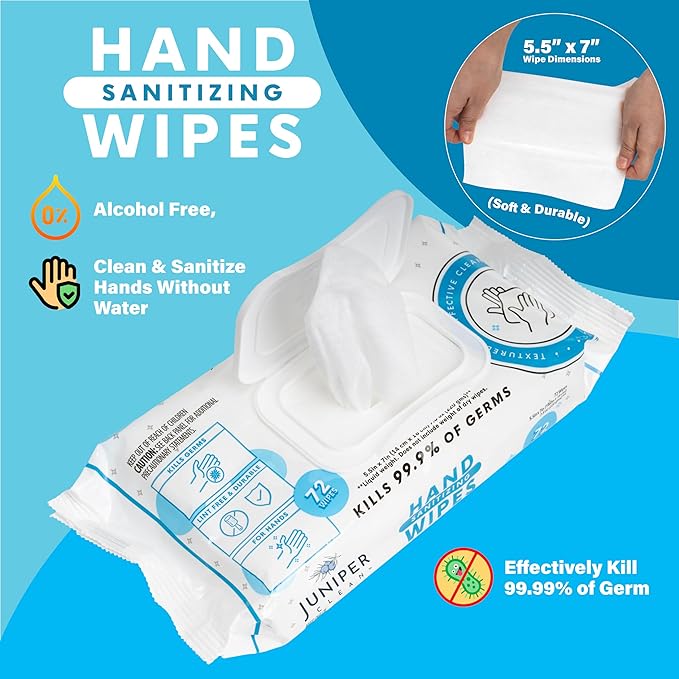 1 Pack Hand Sanitizing Wipes, Alcohol Free 72 Count Disposable Hand Sanitizer - Image 4