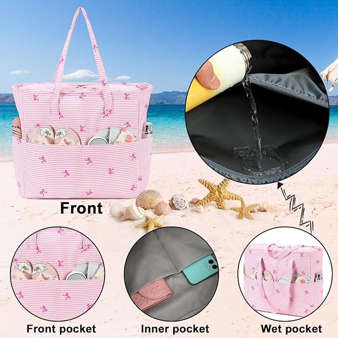 Beach Pool Bags Tote for Women Ladies Large Gym Tote Carry On Bag - Image 5