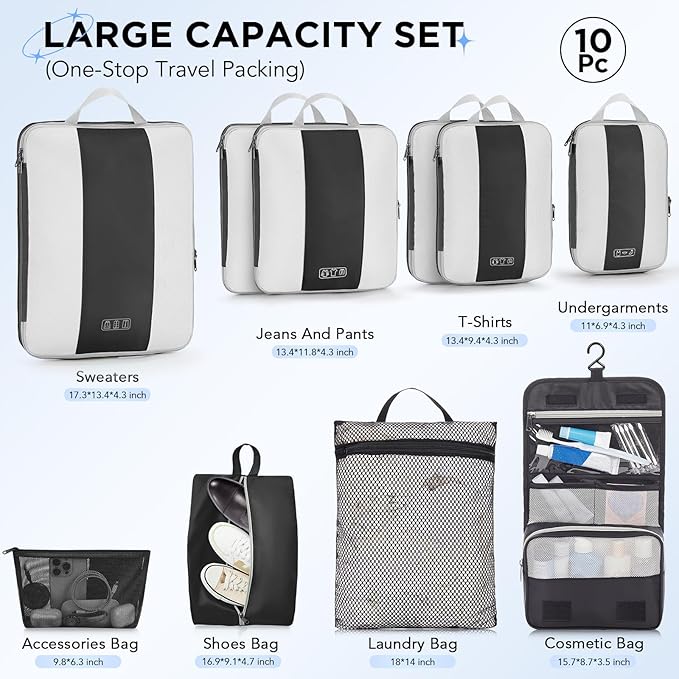10 Set Compression Packing Cubes - Image 2