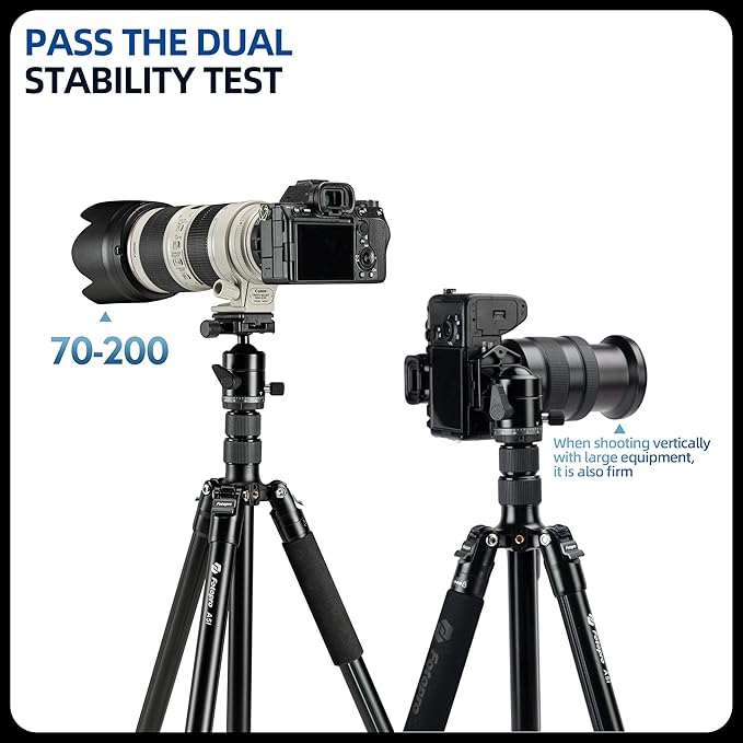 Fotopro 73" Camera Tripod, Aluminum Compact Travel Tripod and Monopod - Image 6
