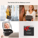 Makeup Bag with LED Mirror, PU Leather Makeup Case - Image 8