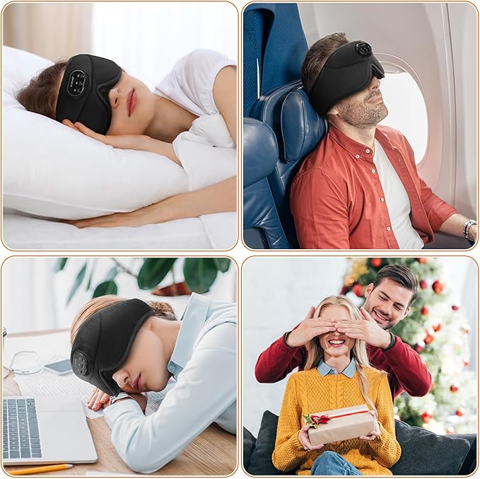 LC-dolida White Noise Sleep Mask, 3D Sleep Headphones - Image 9