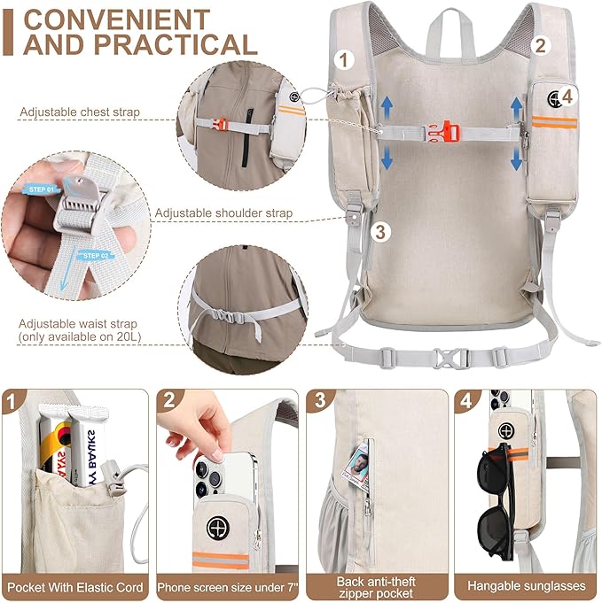 20L Small Hiking Backpack for Men Women Foldable Packable Back Pack Ultralight - Image 2