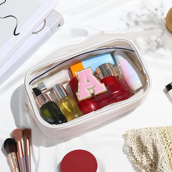 YOOLIFE Initial Makeup Bag Travel Toiletry Bag Clear Makeup Bag Preppy Cosmetic - Image 7