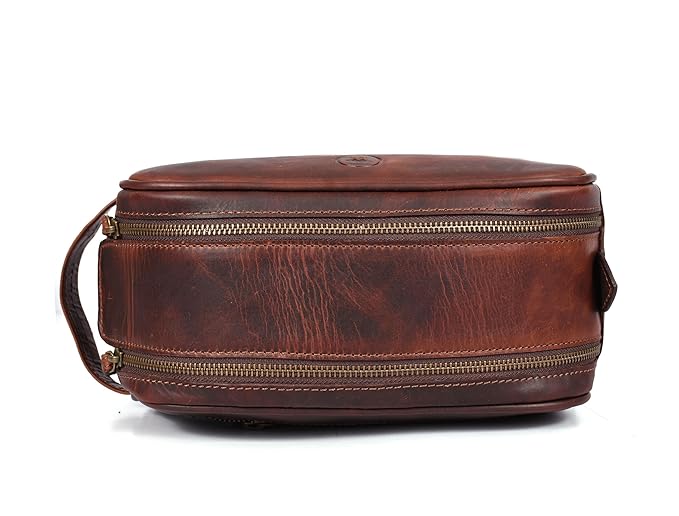 10" Premium Leather Toiletry Travel Pouch - Image 9
