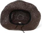 Womens Wide Brim Straw Sun Hat Foldable Floppy Crochet Beach Hat - Image 5