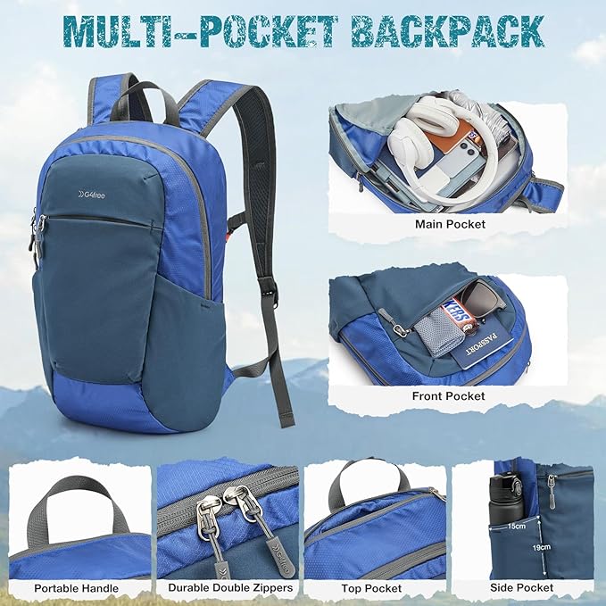 G4Free Packable Hiking Backpack 20L Lightweight Foldable Travel Daypack - Image 4