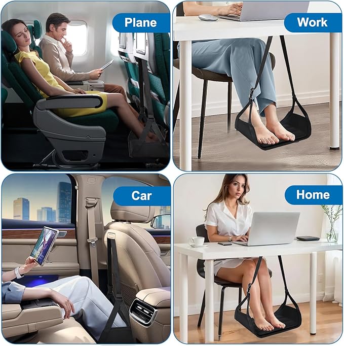 Airplane Foot Hammock （ Memory Foam） 2 in 1 Removable Support Pad， Portable - Image 7