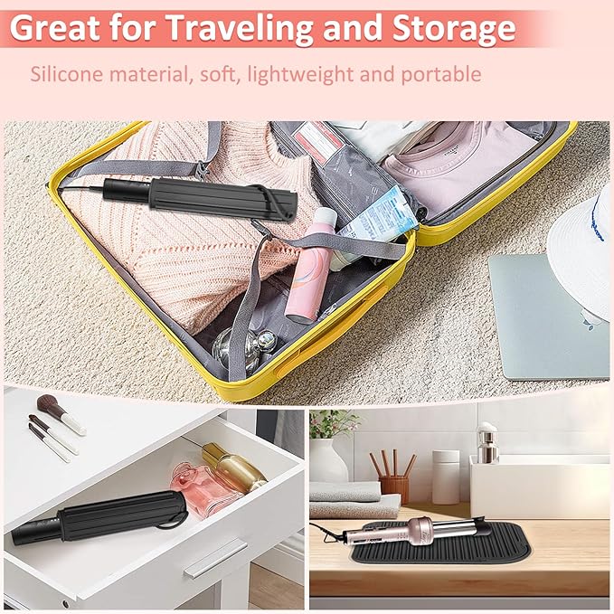 Quccefods 2 Pack Heat Resistant Mat Large Silicone Hot Hair Tools Holder for Curling Irons Flat Iron Hair Styling Tools Mat Portable Vanity Pad