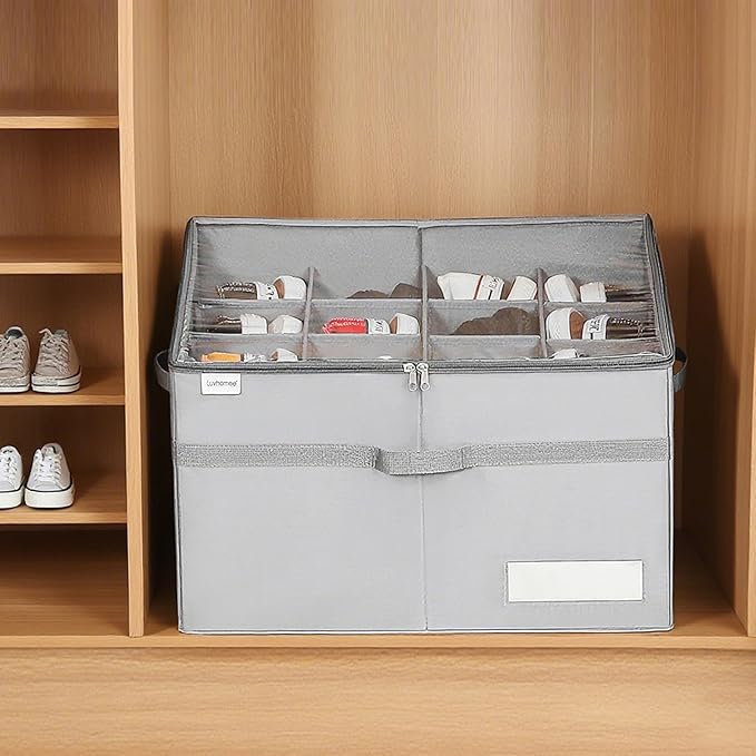LUVHOMEE Shoe Organizer for Closet, Fits 16 Pairs, Large Shoe Box Storage - Image 8