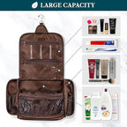 PAVILIA Large Hanging Toiletry Bag Travel Bag Women Men, PU Leather Cosmetic - Image 5