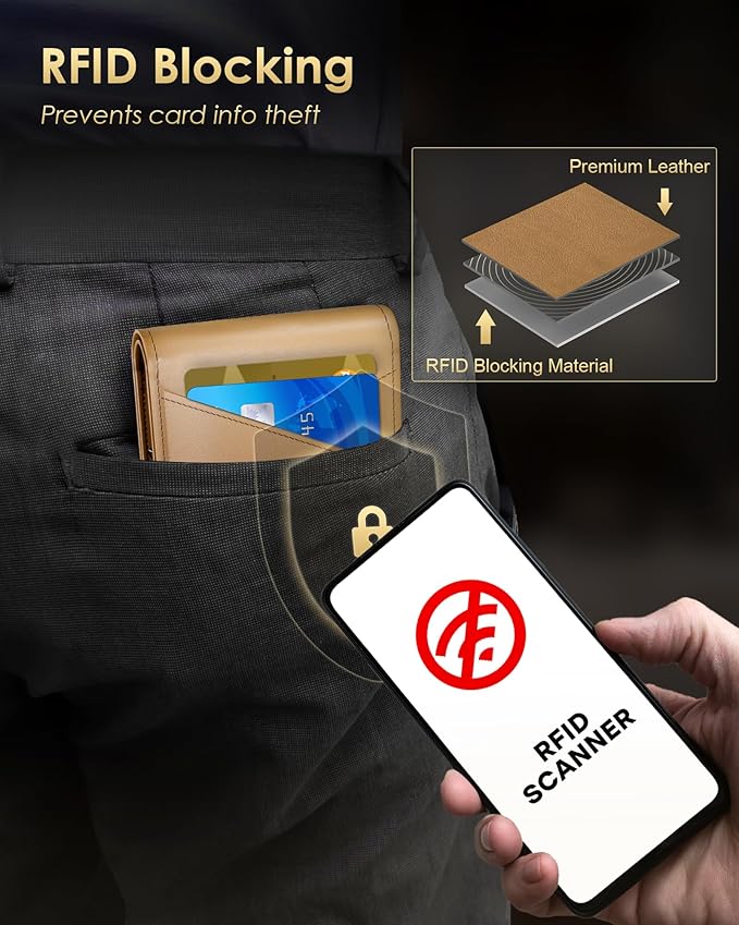 Wallet for Men - RFID Blocking Bifold Slim Minimalist Credit Card Holder Pop Up - Image 4