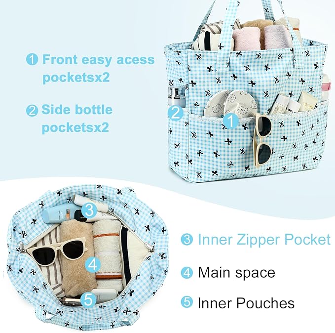 LEDAOU Large Beach Tote Bag Women Waterproof Sandproof Zipper Beach Tote Bag - Image 6