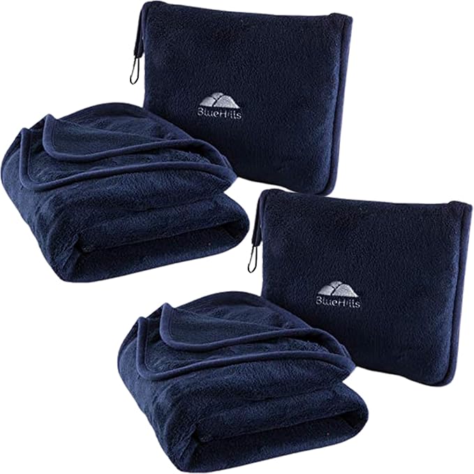 BlueHills Premium Soft 2-Pack Travel Blanket Pillows Airplane Large Plane by BlueHills