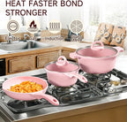 JEETEE Pink Pots and Pans Set Nonstick 23pcs, Healthy Kitchen Cookware Sets - Image 5