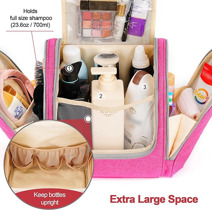Extra Large Toiletry Bag for Women and Men, 6 Organizer Compartments, Holds - Image 3