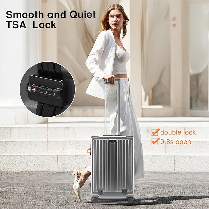 24 Inch Check-In Luggage Aluminum Frame Zipperless Luggage, Hard Shell Suitcase - Image 3