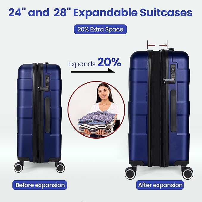 Luggage Sets 3 Piece with Spinner Wheel, Hardside Suitcase Set with TSA Lock - Image 4