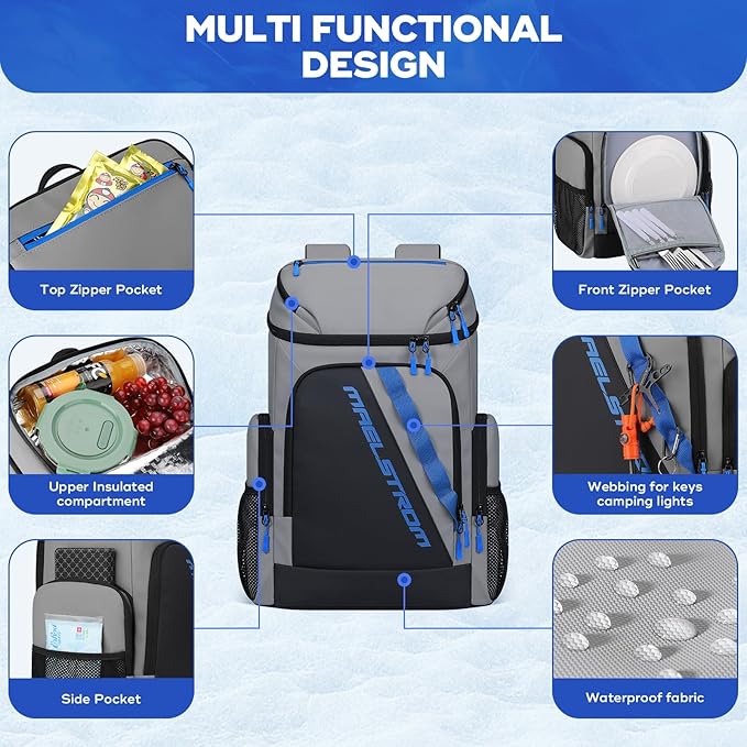 Maelstrom Backpack Cooler, 36 Can Cooler Backpack, Soft Cooler Bag Insulated - Image 5