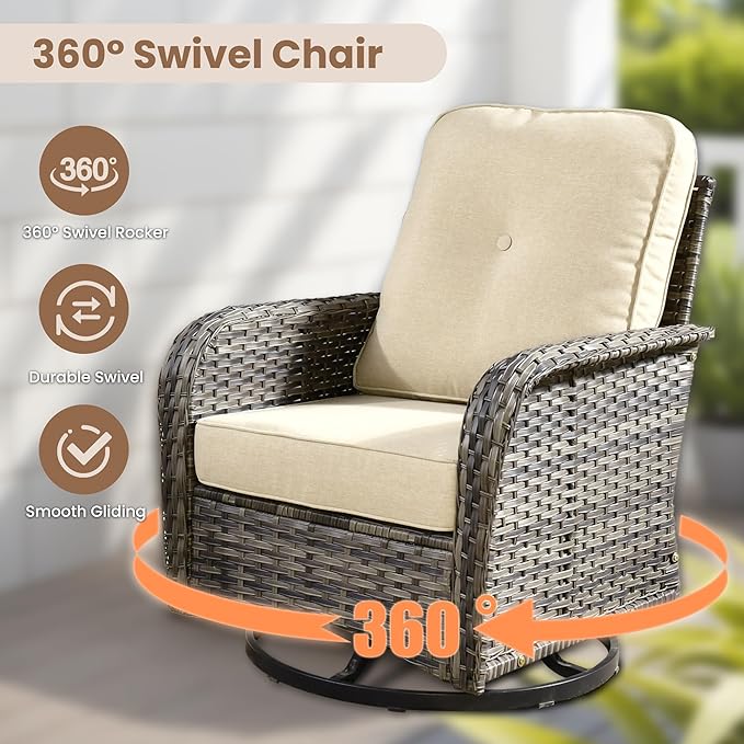 HOOOWOOO Patio Furniture Set, 8 Pieces Outdoor Conversation Set, All Weather - Image 2