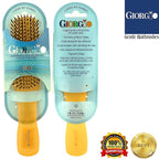 Giorgio GION1O Neon Orange 7.75 inch Gentle Touch Detangler Hair Brush for Men and Women. Soft Bristles for Sensitive Scalp. Wet and Dry for all Hair Types. Scalp Massager Brush Stimulate Hair Growth