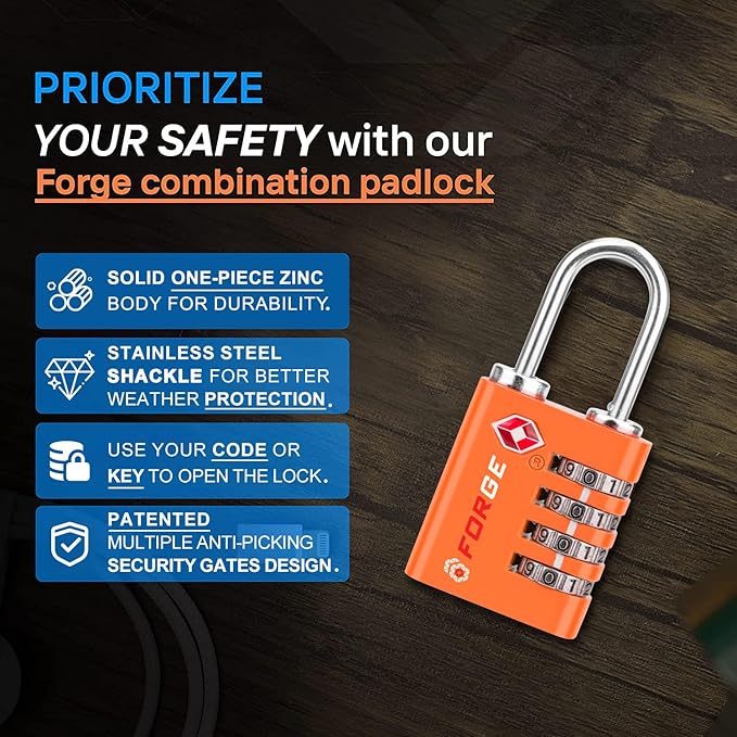 Forge Dual-Opening: Key or Combination Access Lock, TSA Approved Locks - Image 5