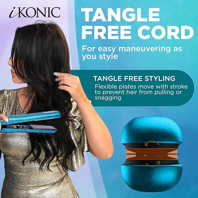 IKONIC 1.25” Floating Plates, 100% Pure Ceramic Hair Straightener & Flat Iron – Fast Heating, Anti-Static, Infrared Technology – Frizz-Free, Sleek Hair Styling Tool for Women & Professionals