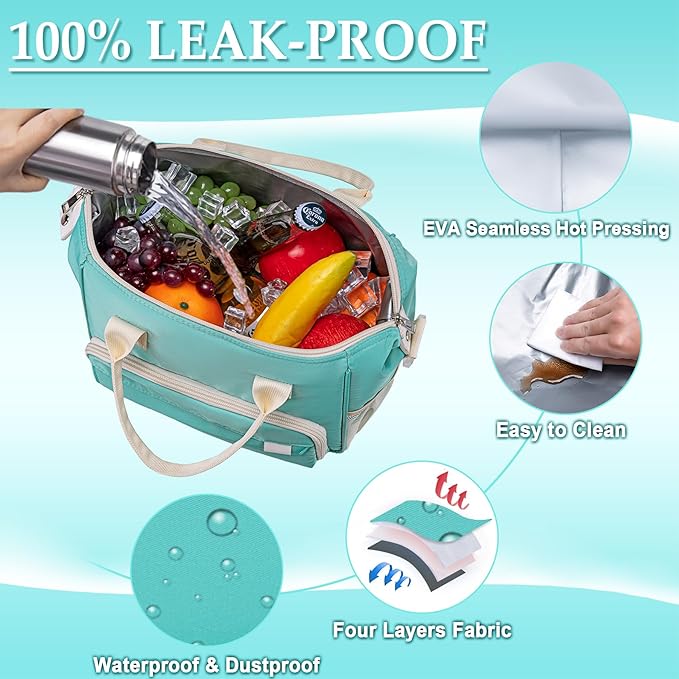 Preppy Lunch Box for Women Aesthetic Insulated Lunch Bag for Young Ladies Female - Image 5
