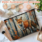 Cosmetic Bags Travel Makeup Toilet Case Waterproof Pouch for Women Girls 6.7X9.45inches - Red Fox Gazing Intently in An Autumn Wilderness