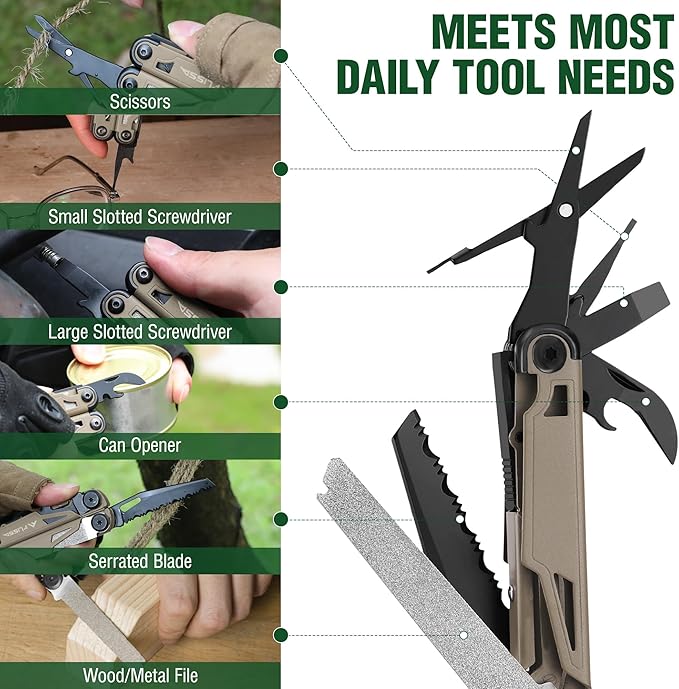 FLISSA Multitool, 15-in-1 Multi Tool Pocket Knife - Image 6
