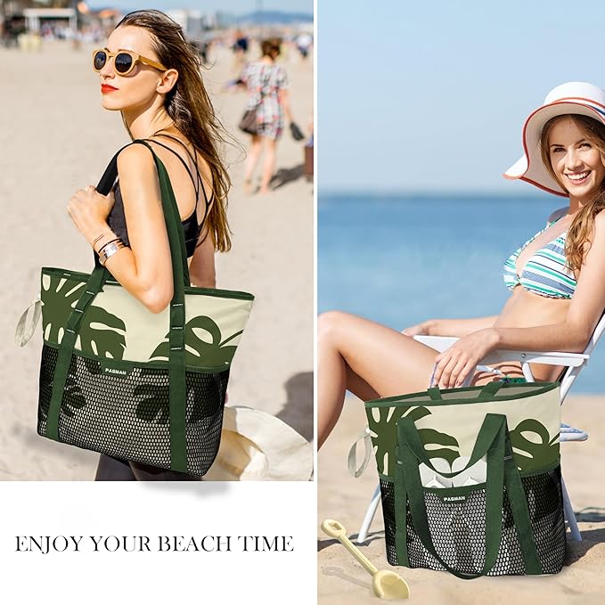 Beach Bag with Zipper - Image 7