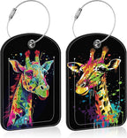 Bright Colourful Giraffe Leather Luggage Tag by Unknown