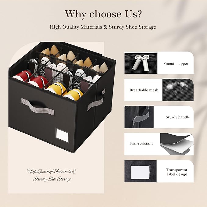Criusia Shoe Organizer for Closet, Foldable Shoe Storage Organizer - Image 4