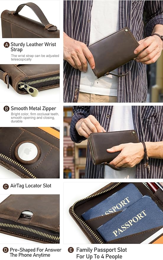 Top Grain Leather Travel Passport Wallet Holder Case - Image 6