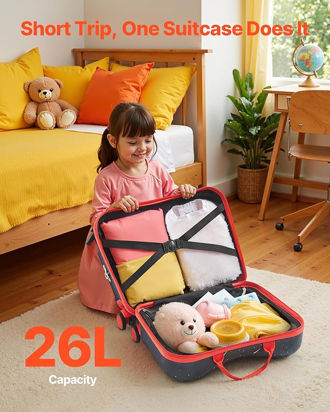 VEVOR Ride-on Luggage, 26 L Capacity, 18 Inches Tow Along Toddler Carry on - Image 3