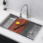 COMLLEN 33 Inch Double Bowl Undermount Kitchen Sink, 33x19 Inch Workstation 16 - Image 2