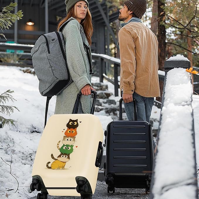 ANNA QUEEN Stacked Cute Cats Luggage Cover, Fun Cat Pile Design, Stretchable - Image 2