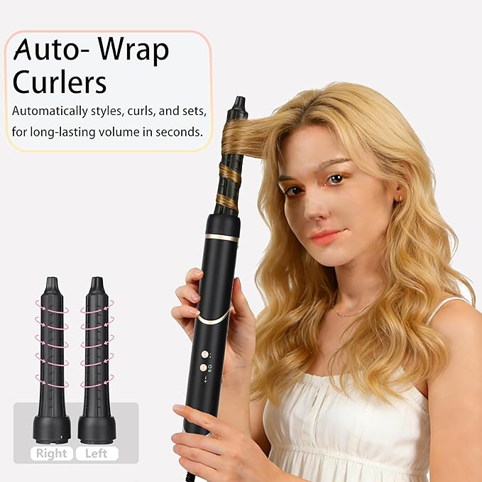 5-in-1 Hot Air Styler,Foldable Design 110,000 RPM High-Speed Hair Dryer Brush,Auto-Wrap Curlers for Curling,Straightening,Volumizing, Frizz-Free & No Heat Damage,Includes Travel Bag,Gift for Women