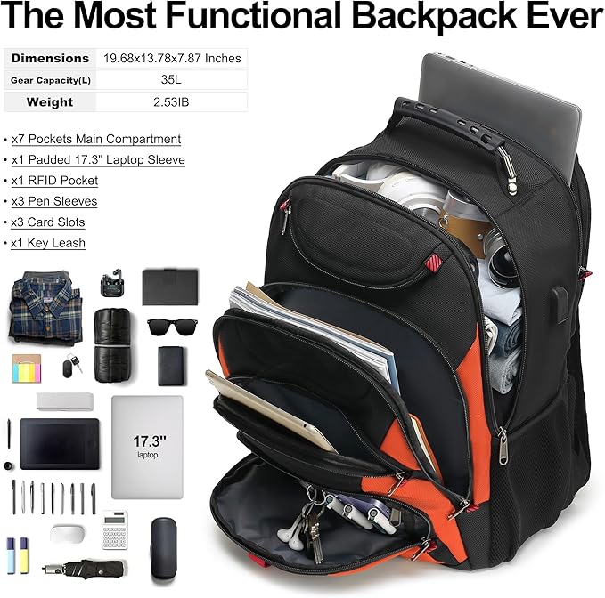 Boavan Laptop Backpack for men, 17.3 inch Laptop Bag - Image 5