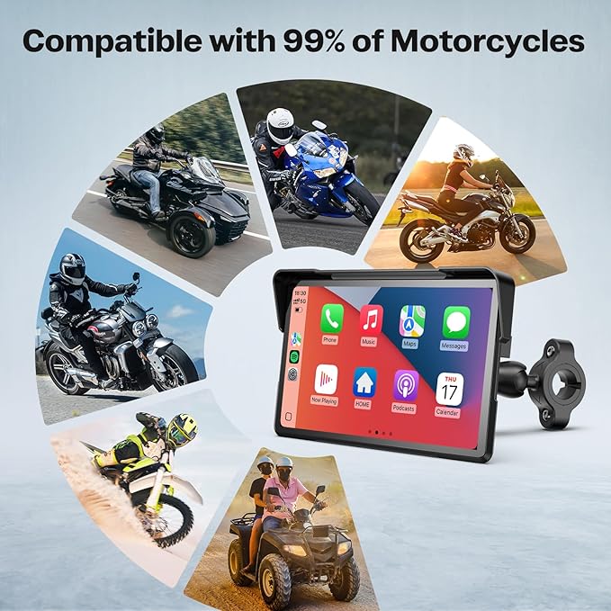 WonVon 7 Inch Wireless Motorcycle Carplay GPS Navigation System - Image 8