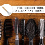 Hair Brush Cleaner, Portable and Mini Hairbrush Cleaner Tool Metal Wire Rake and Ergonomic Wooden Handle Comb Cleaning Brush for Removing Hair Dust Home and Salon Use